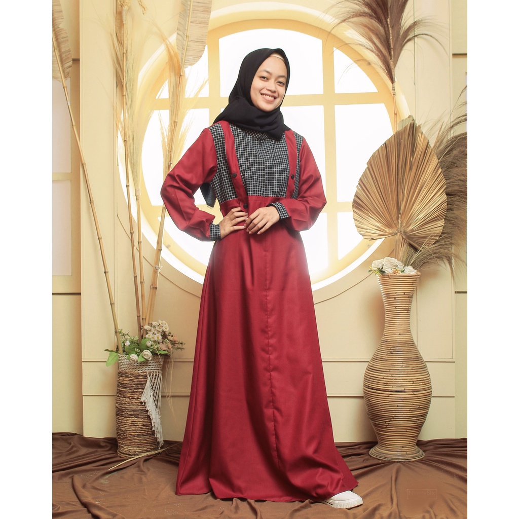 SANIA - Dress Muslim casual KATUN TOYOBO PREMIUM Warna Marun Hitam S M L XL Fashion Muslim Wanita Mu