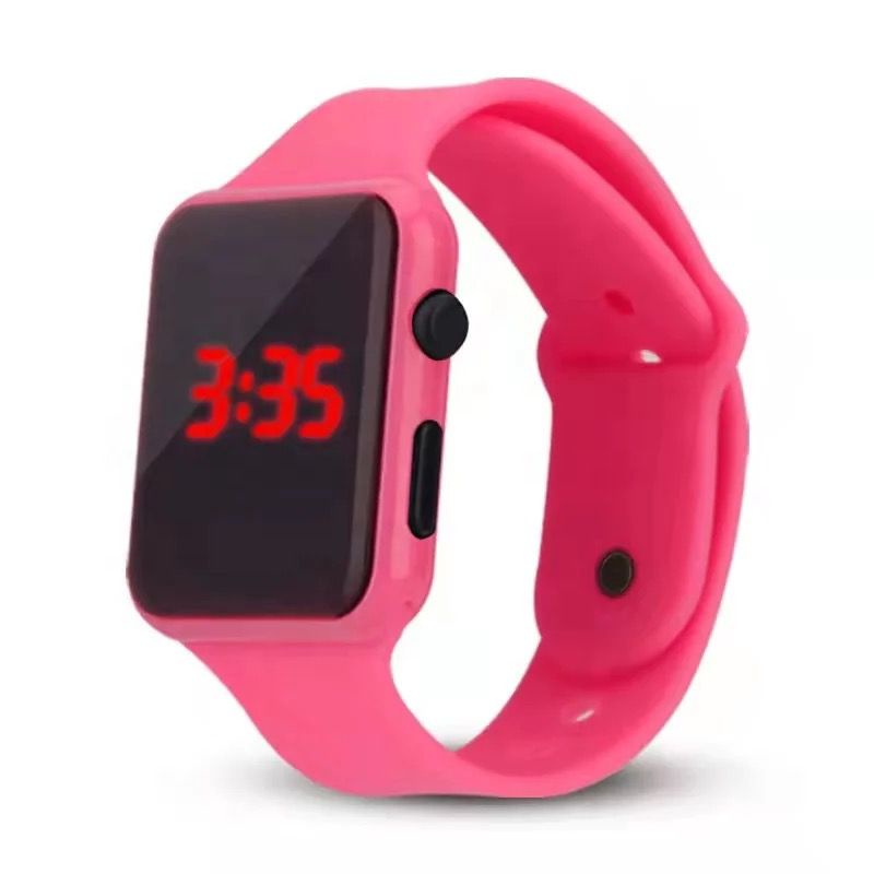 ✅COD MESIN JAPAN !! JAM TANGAN LED WANITA PRIA RUBBER DIGITAL WATCH MURAH BERKUALITAS JF037-Pink (LED Merah)