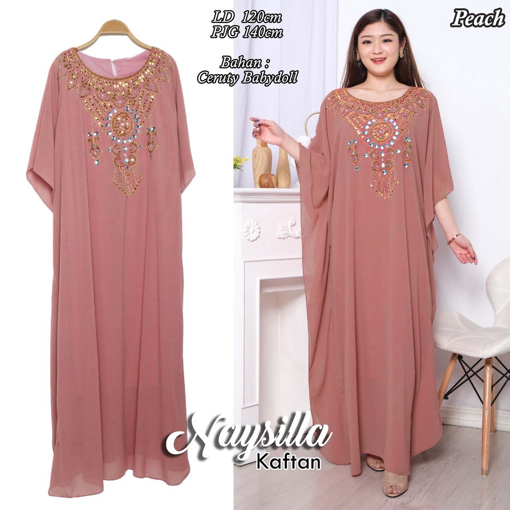 Arnis Naysilla Kaftan Payet Mewah Jumbo Bahan Ceruty