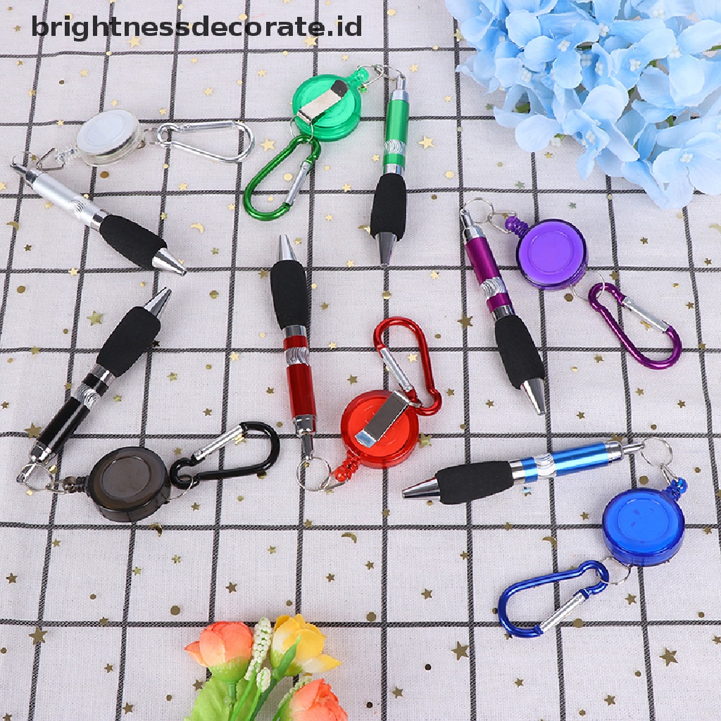 [birth] 1pc Retractable Badge Reel Pen Belt Clip and Carabiner keychain Ballpoint pen [ID]