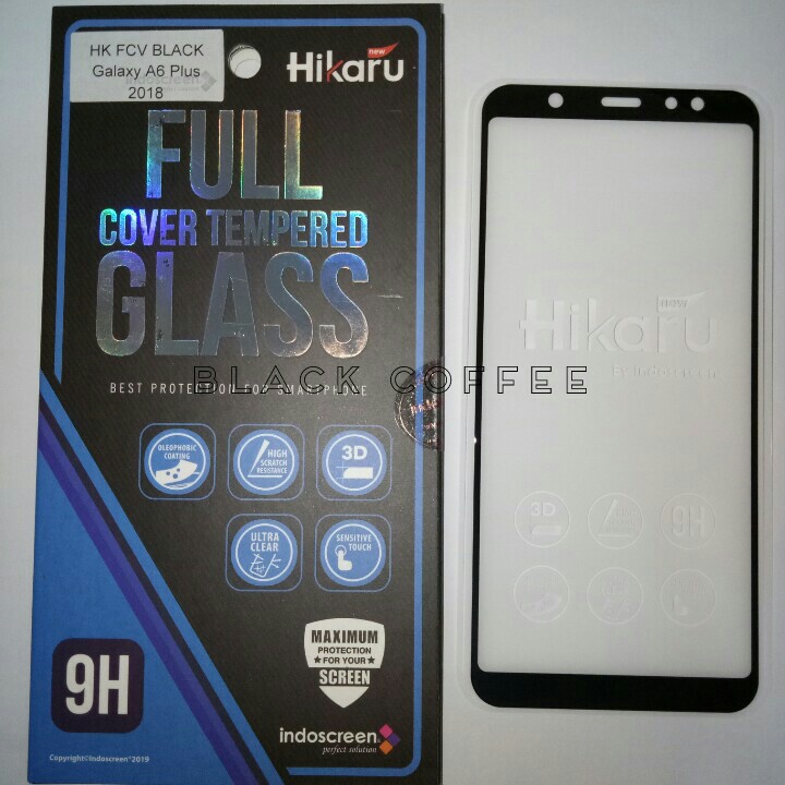 Tempered glass full samsung A6 plus 2018 screen guard Hikaru FCV