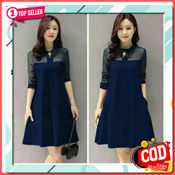 Baju Dress Wanita Remaja Trendy Terbaru 2021 Dress Loluvie Brukat Gaun Modis Pesta Natal Imlek Kekin
