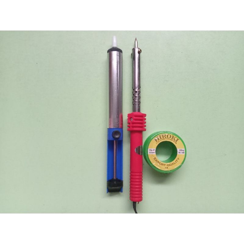 Solder listrik gagang alat patri + sedot timah + timah 5 meter
