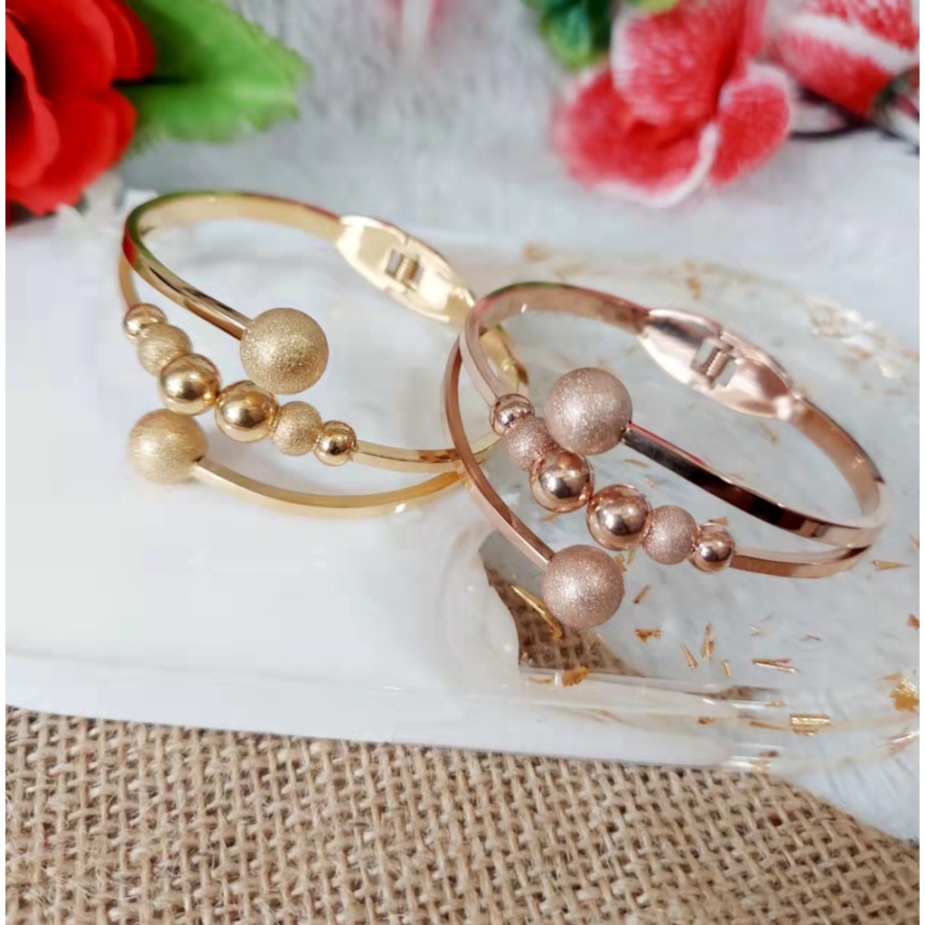 Gelang Titanium Biji Bola Perhiasan Fashion L49.50