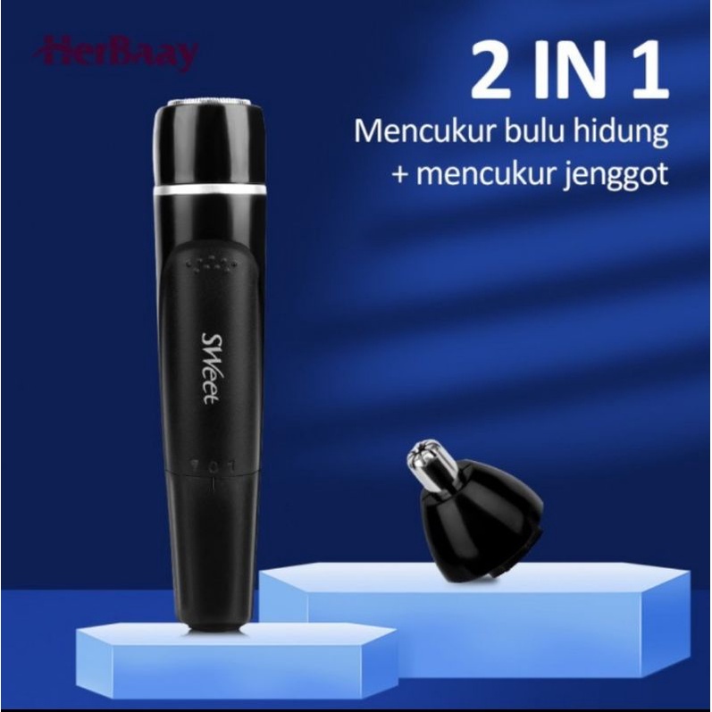 Herbaay Mesin pencabut bulu hidung mesin cukur rambut sideburns 2 in 1 - 2
