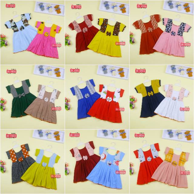 Dress Nadine uk Bayi 3-12 Bulan / Dres Pesta Baby Perempuan Murah Pakaian Baju Harian Cewek Import