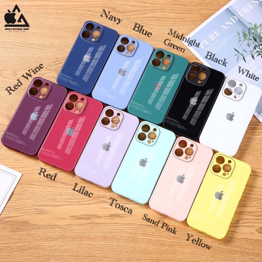 Premium Glass Case iPhone 6 6+ 8 8+ XR X XSMAX 11 11 PRO MAX 12 12 PR0 MAX 13 PRO MAX LOGO candy mewah glass case