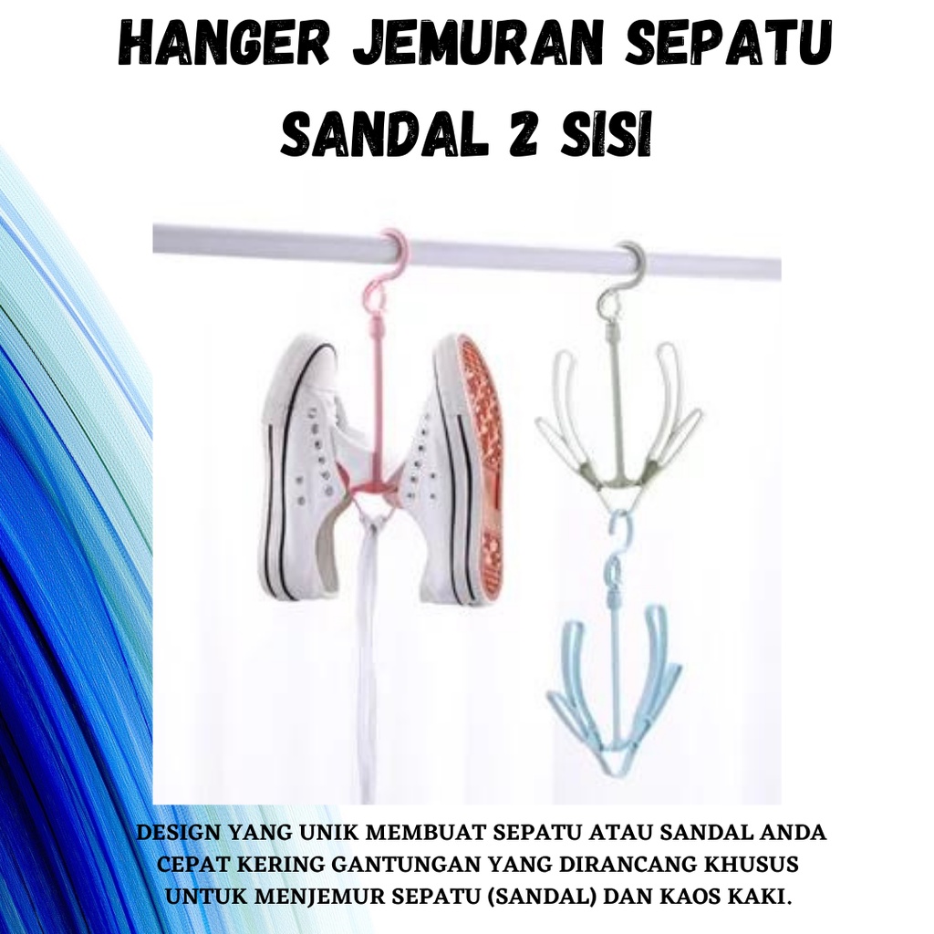 HARGA PROMO!!! Gantungan Multifungsi Sepatu Sandal / Hanger Jemuran Sepatu Sandal 2 Sisi