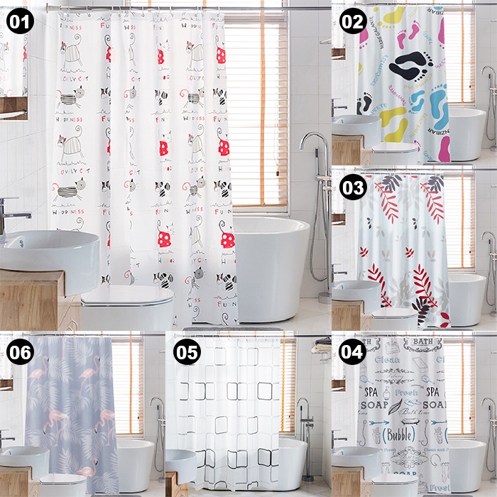 Tirai Kamar Mandi Bahan Tebal / Shower Curtain Uk.180 x 180cm Bahan PEVA Anti air / Sudah dilengkapi Pengait/ Penutup kamar mandi/ Tirai serbaguna / Gorden Shower Curtain Motif Anti Air