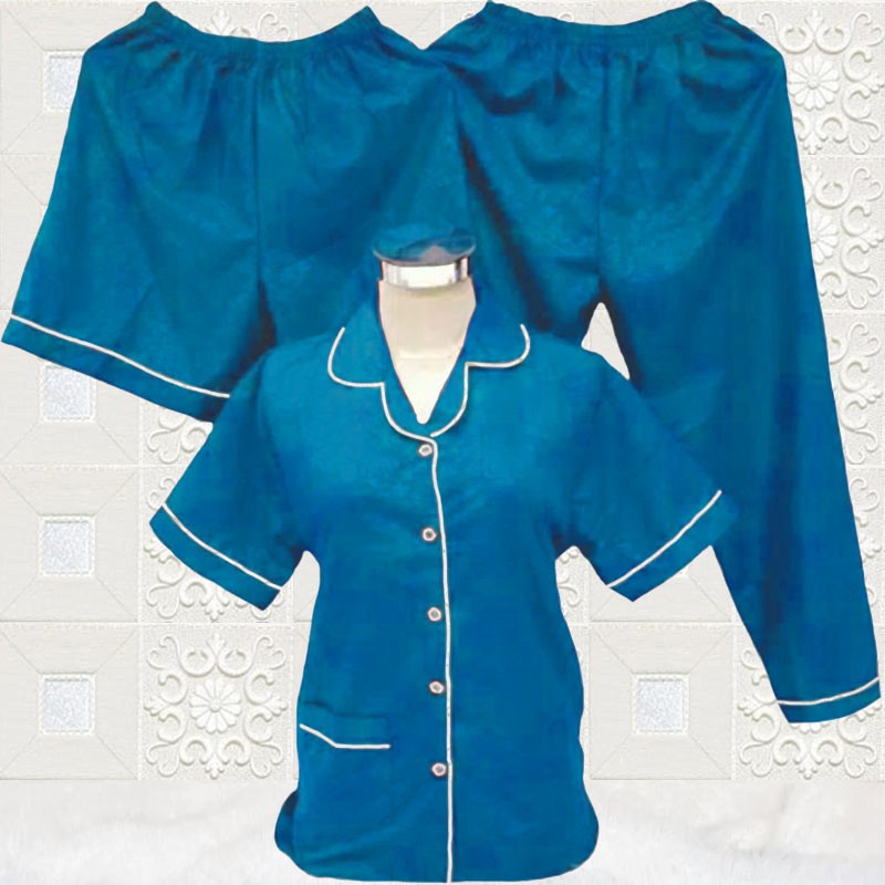 ISANNY PIYAMA SET SATEN EMBOS 3IN1 L/PIYAMA DEWAS/READY 20 WARNA-TURKIS