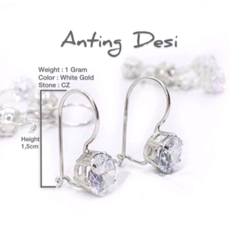 Anting Desi permata zircon Gold termanis logam emas Silver tidak karat