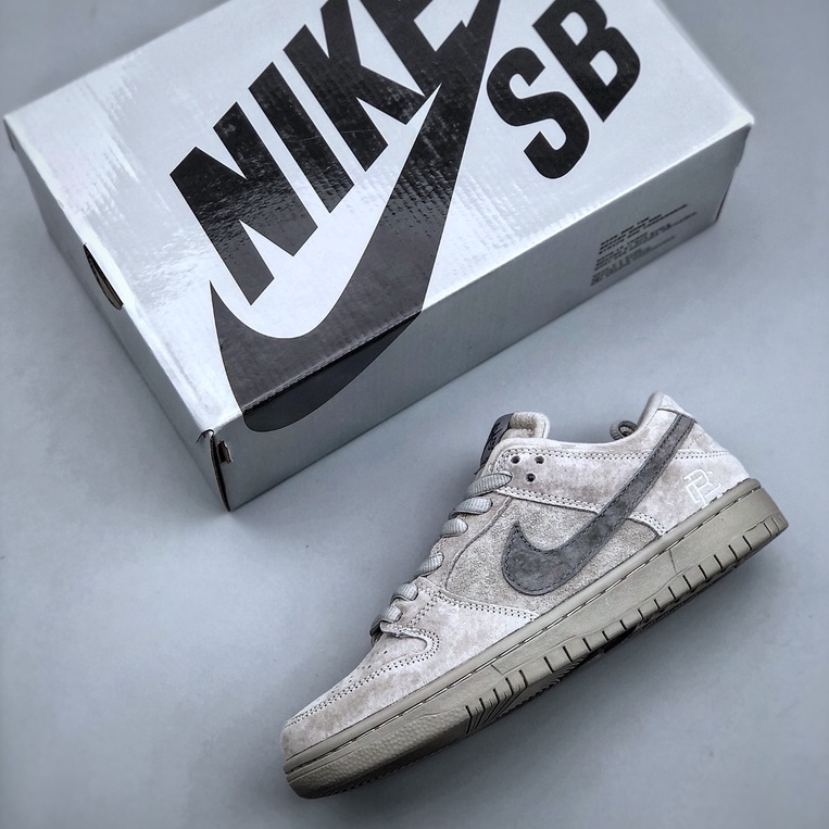 Sepatu Nike SB Dunk Low Reigning Champ Grey Original BNIB Fulll Tag Barcode Bahan Leater Kulit Suede