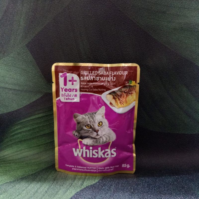 Whiskas pouch sachet 80gr / junior tuna / junior mackerel / mackerel/ocean fish /salmon / saba