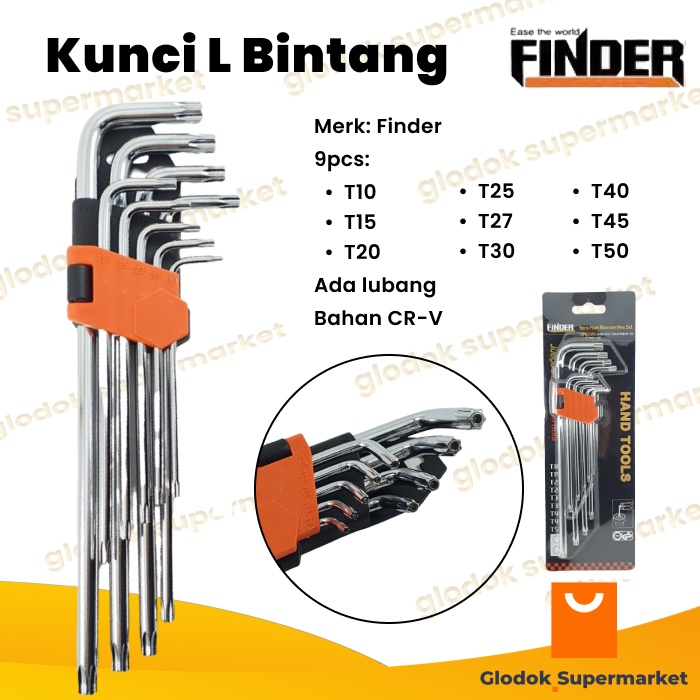 Kunci L Bintang Finder 9pcs Star Lubang