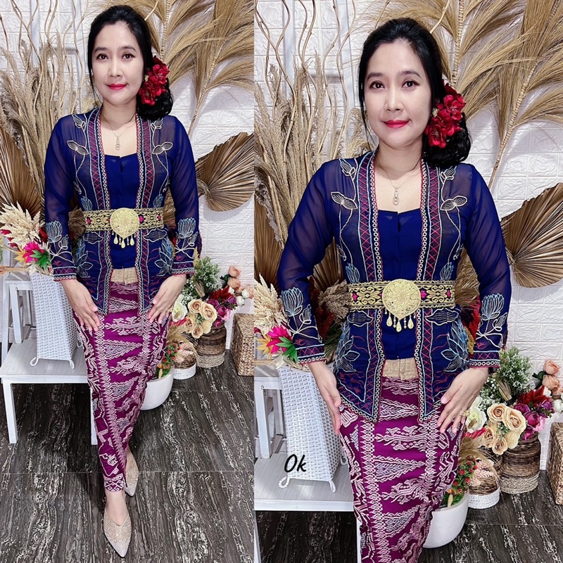 kebaya jadi bordir motif lotus