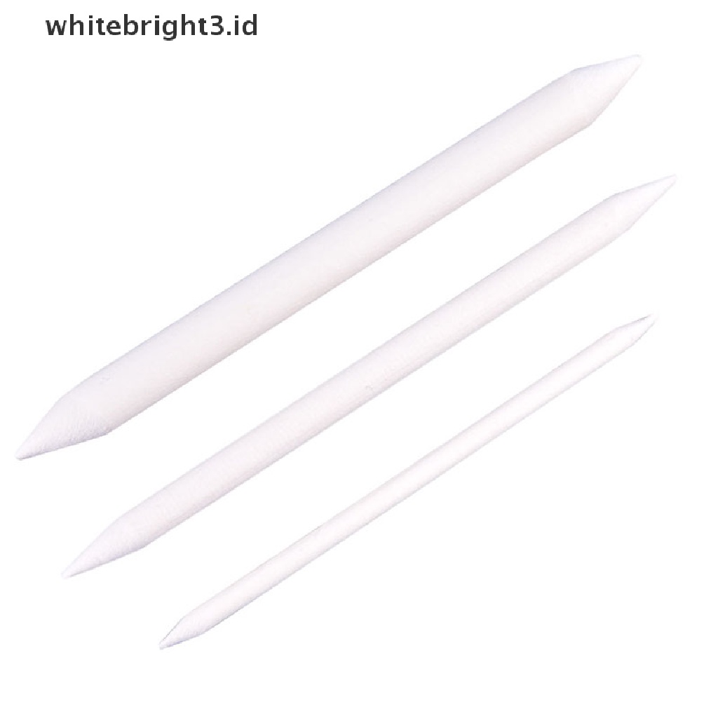 (whitebright3.id) 6pcs / set Stik Blending Smudge Stump Tortillon Warna Putih Untuk Sketsa / Gambar