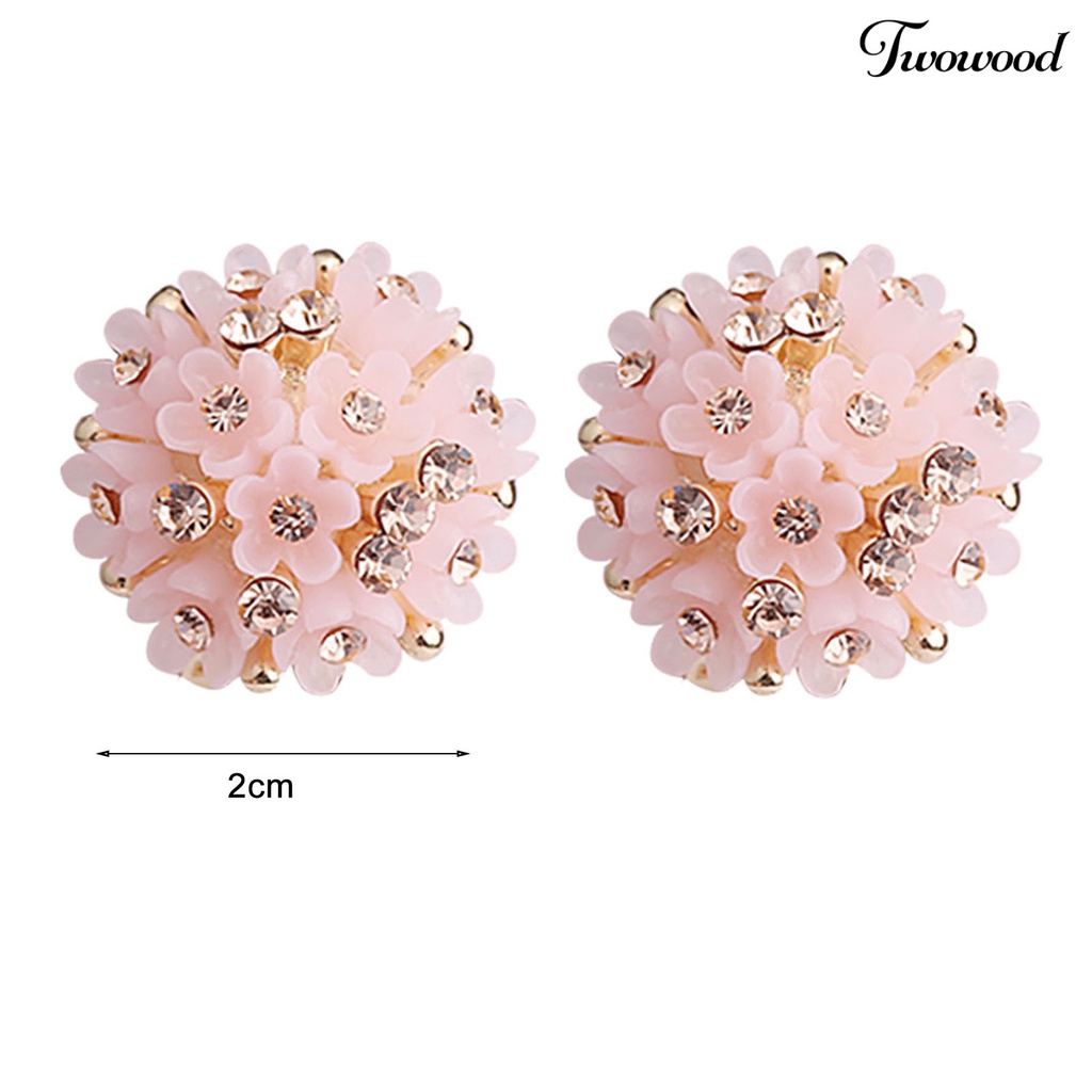 Twowood 1 Pair Earrings Anti-fade Compact Resin Strong Construction Flower Ball Women Earrings Party Supplies