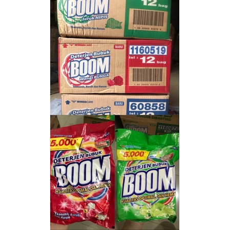 〖BOOM Deterjen Bubuk 305 gram Sabun | 1 Dus - 12 Bungkus | 3 Jenis (Jeruk Nipis, Wangi Bunga, dan Pu