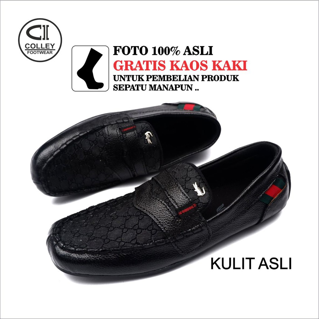 COD - SEPATU SLIP ON PRIA 100% KULIT ASLI / MUKASIN / CASUAL MOTIF CLY-MKN.009