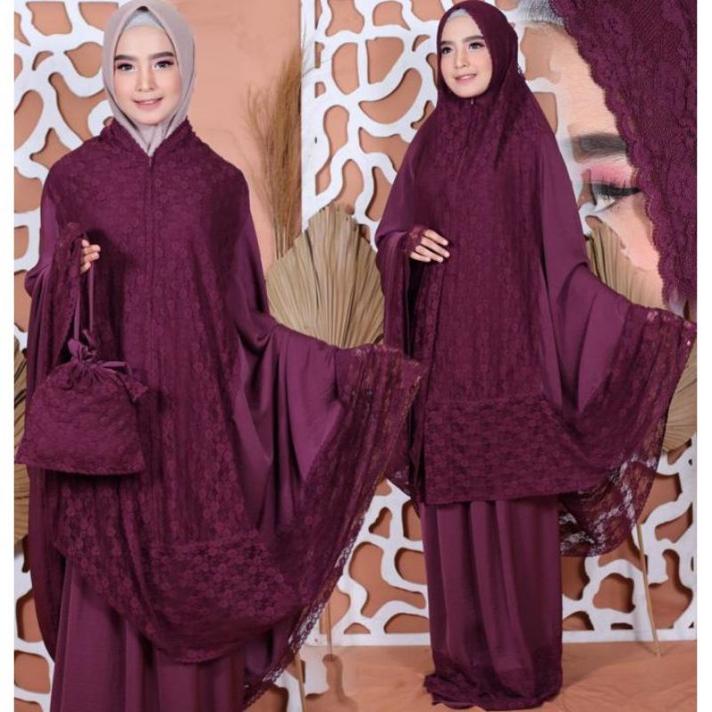Mukena Zara Armani Silk / ZARA BABY SILK Premium Dewasa Full Renda / Bahan Adem Tidak Gampamg Lecek,