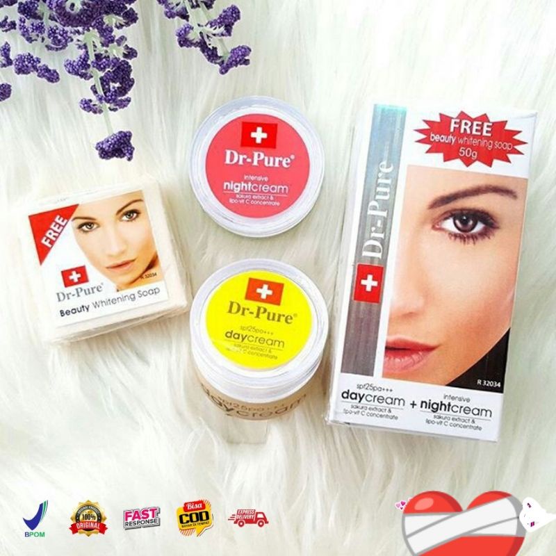 DR PURE SET-PAKET CREAM DR PURE (Day+ Night+Sabun) original 100% bpom