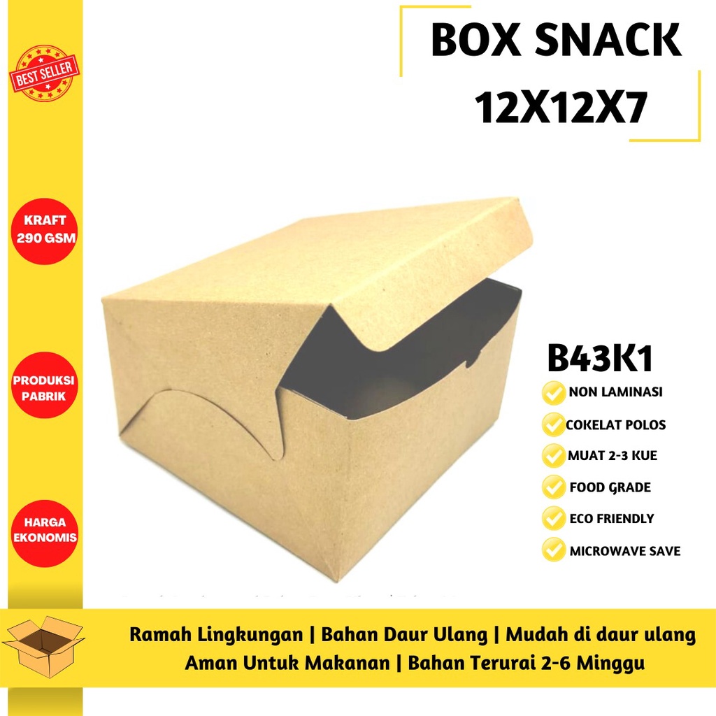 Box Snack Snack Box Dus 12X12X7 (B43K1-Non Laminasi)