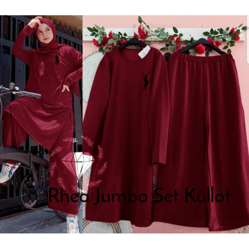 ( L - XXL ) SET SETELAN CELANA KULOT TUNIK RHEA JUMBO BIGSIZE BABITERRY KR ADA VIDEO REAL PICT