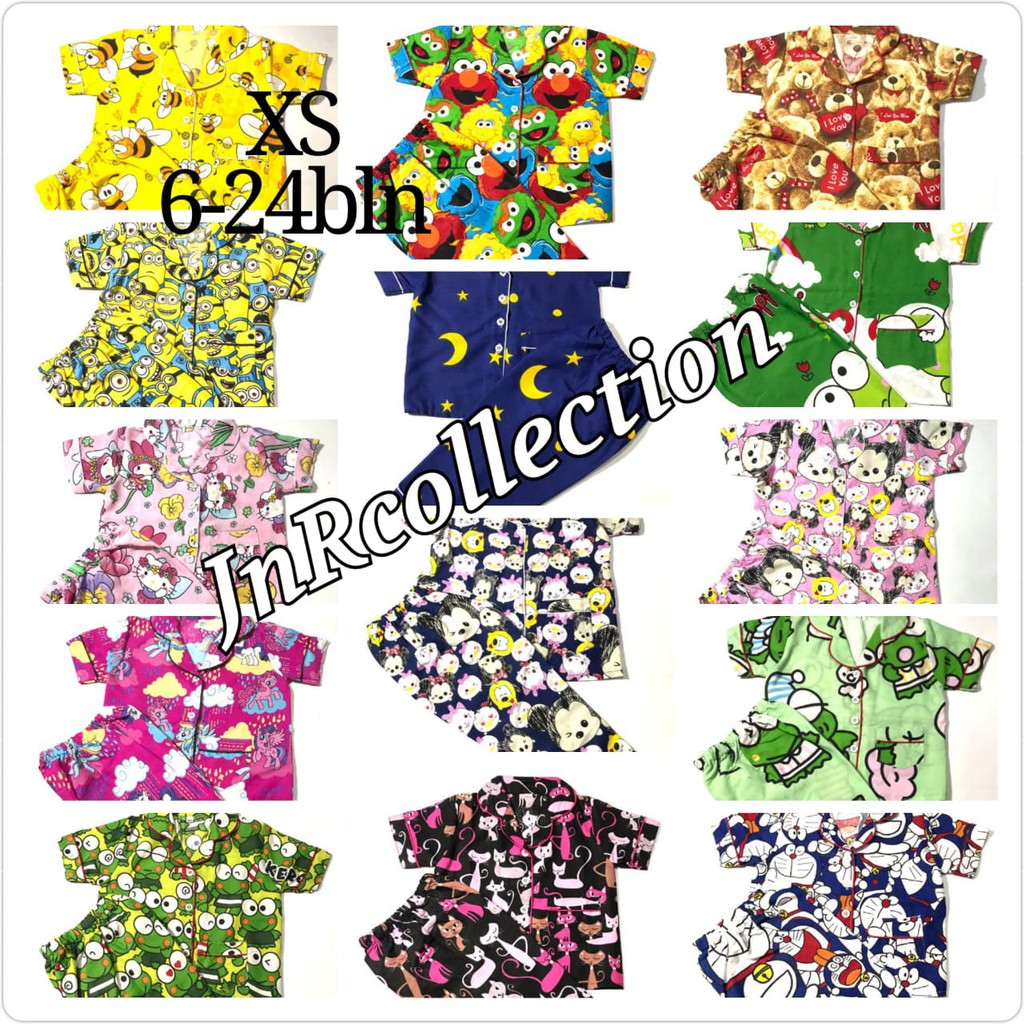 piyama katun  anak 6-24bln size xs/baju tidur anak murah meriah/piama anak