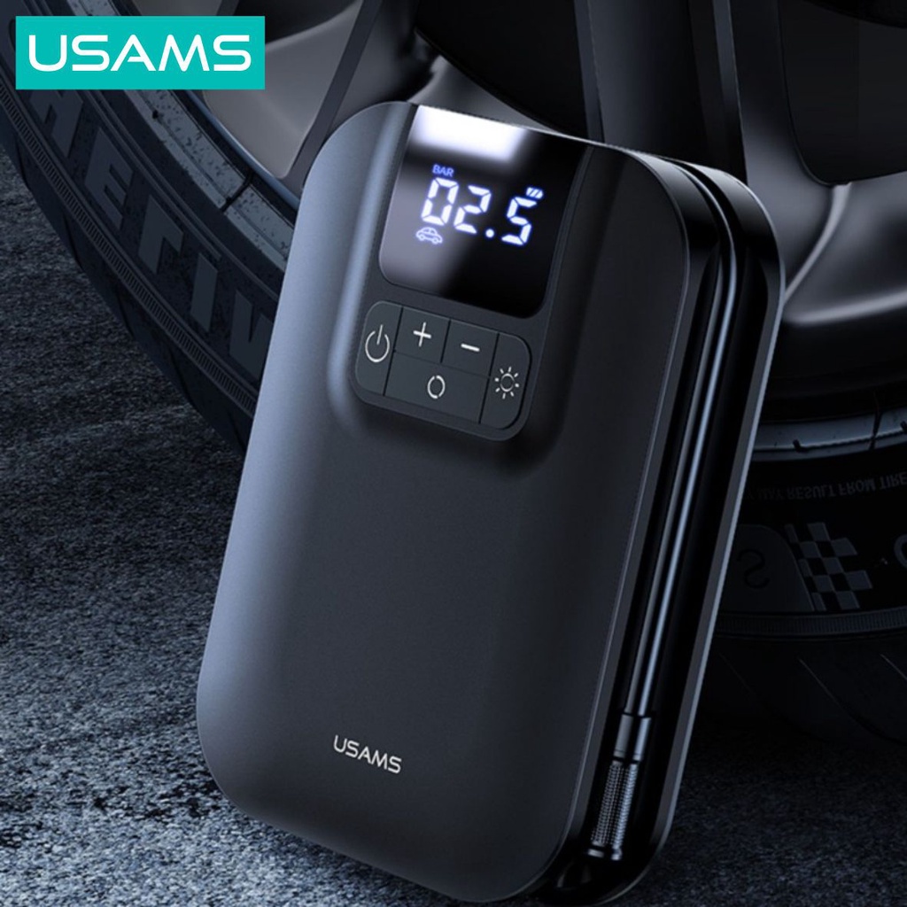 USAMS ZB215 Mini Car Air Pump Portable 5000mAh Pompa Angin Ban Mobil Elektrik