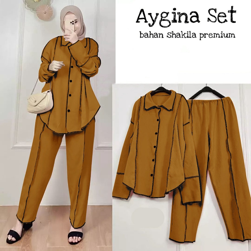 ✔COD✔ AYGINA SET JUMBO / BAJU STELAN JUMBO WANITA TERBARU / SET GUMMY KID / SET AYGINA KEMEJA JUMBO SETELAN KEMEJA WANITA SHAKILA PREMIUM BAJU WANITA CASUAL ONE SET KEMEJA 6 WARNA