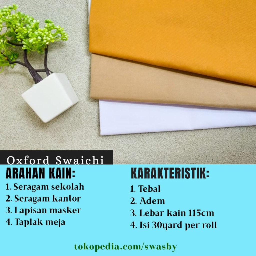 KAIN OXFORD SARI WARNA SERAGAM DAN MASKER (KHUSUS WARNA)