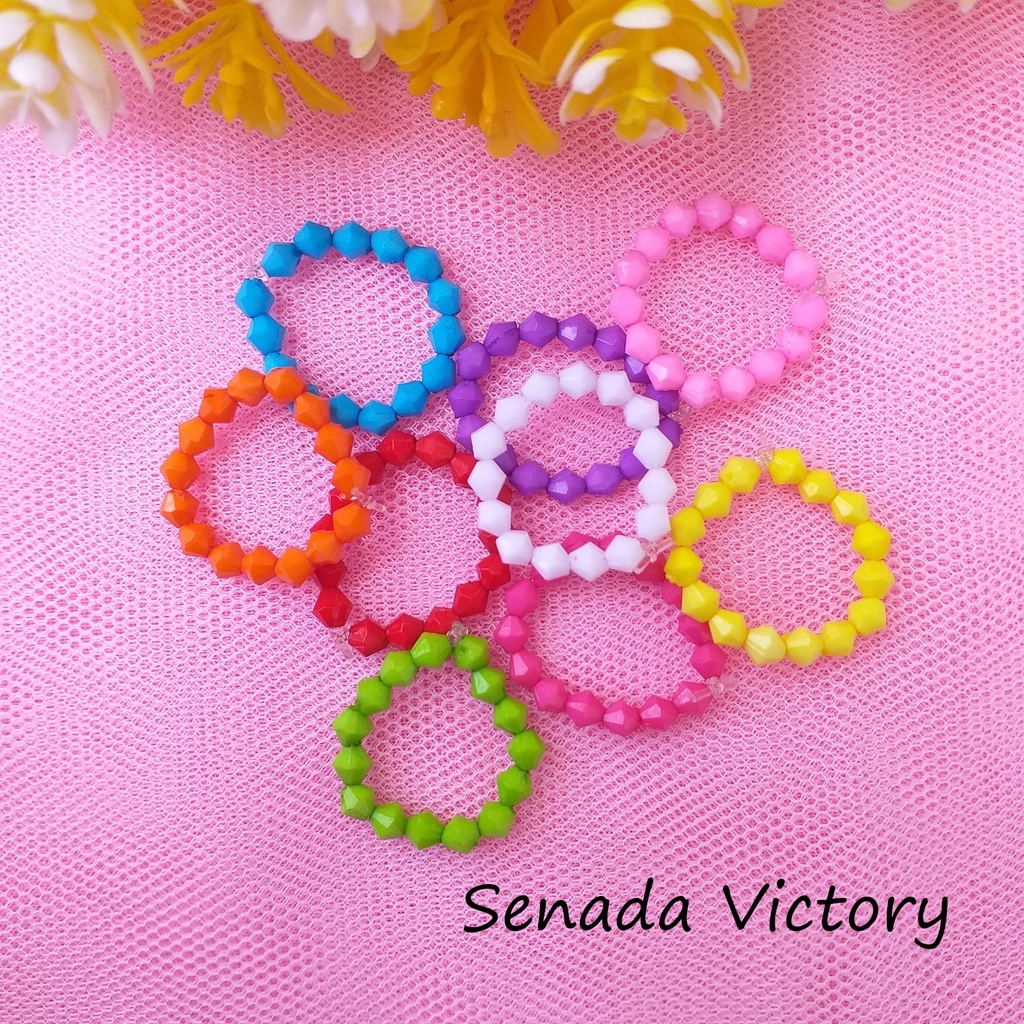 Senada Victory Cincin Anak Isi 3 Pcs Cincin Manik Anak Warna Aksesoris Wanita SC02