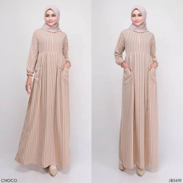 GAMIS POCKET PLEAT FIT TO M Gamis Wanita Terbaru Sesuai Gambar