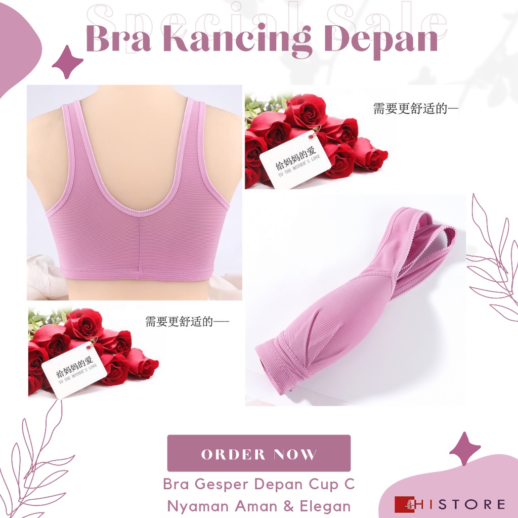 [HI] Bra Wanita Seamless Push Up Gesper Depan Kancing Depan Busa Tipis Tanpa Kawat Elegan 378