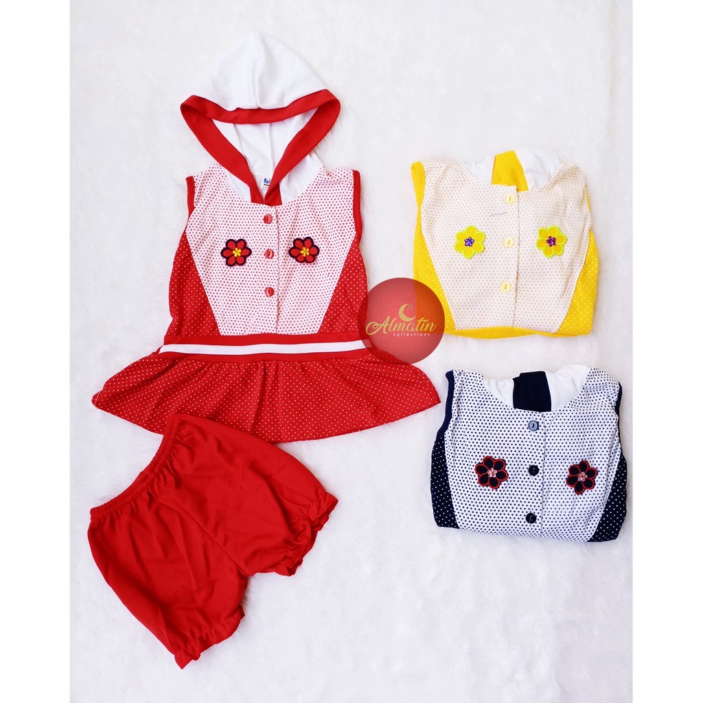 Setelan Baju Bayi Perempuan / Dress Anak Lucu dengan Hoodie, Usia 3 - 18 Bulan, Murah Berkualitas