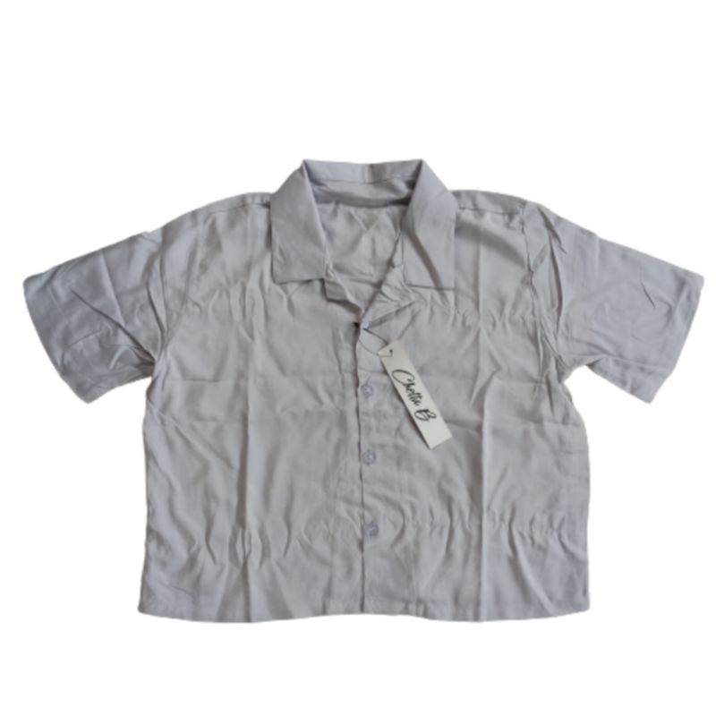 KEMEJA WANITA CROP TOP POLOS KATUN CROP SHIRT ORGANIK-CROP TOP IVORY