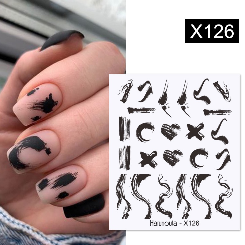 Harunouta 1pc Stiker Decal Transfer Air Motif Hati / Bunga / Daun Untuk Dekorasi Nail Art / Manicure