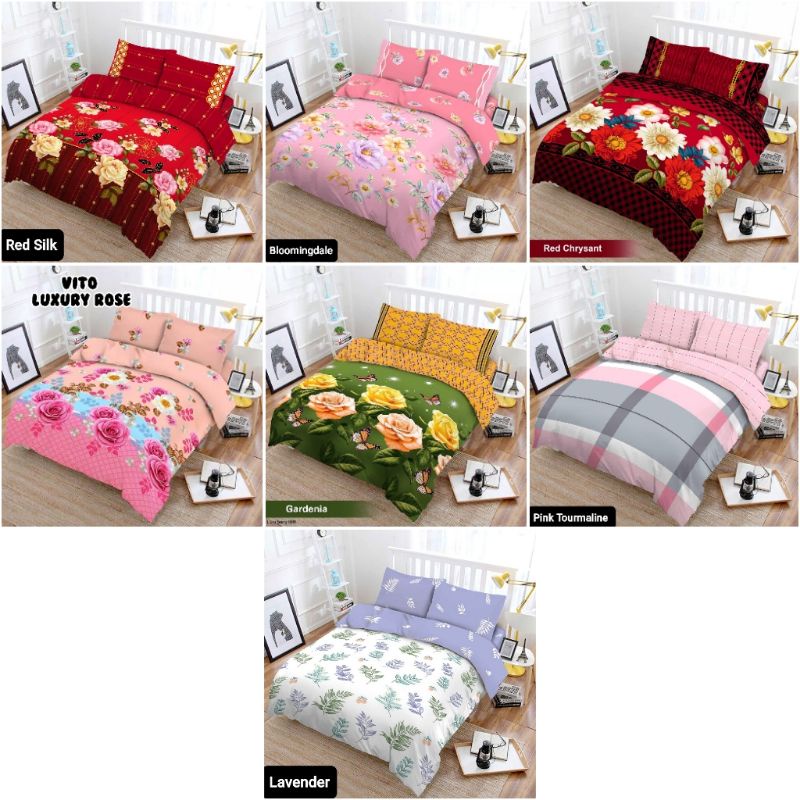 BEDCOVER SET RUMBAY VITO UK 180X200 RED CHRYSANT,GARDENIA,BLOOMINGDALE,PINK TOURMALINE,LAVENDER,RED 