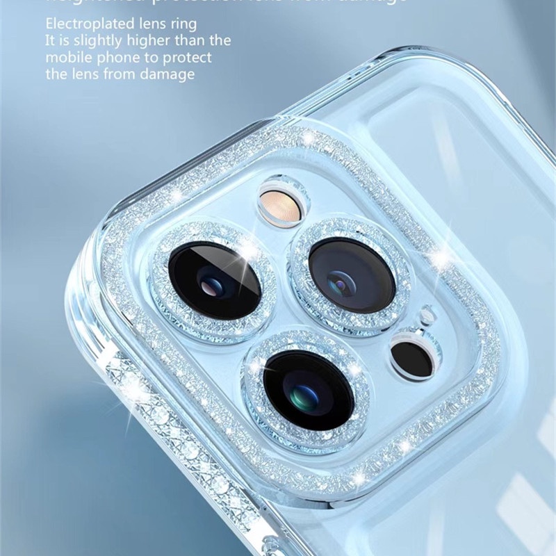 Advanced luxury flash diamond transparent iphone 11 pro max 12 13 pro max X/Xs max XR aesthetic clear TPU shockproof soft shell premium