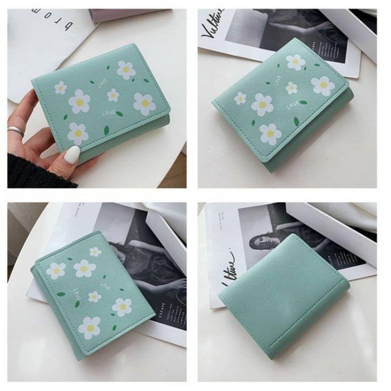 Dompet Wanita IMPORT KOREA Motif Flowery Lipat Pendek Fashion Dompet Cewek