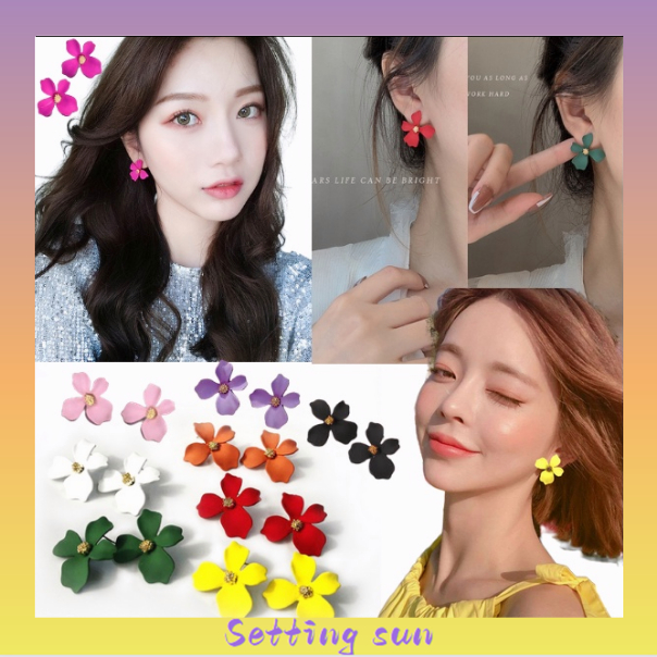 COD✨Anting Bunga Permen Warna Manis / Statement Earrings Candy Color Flower Sweet Ear Studs TN