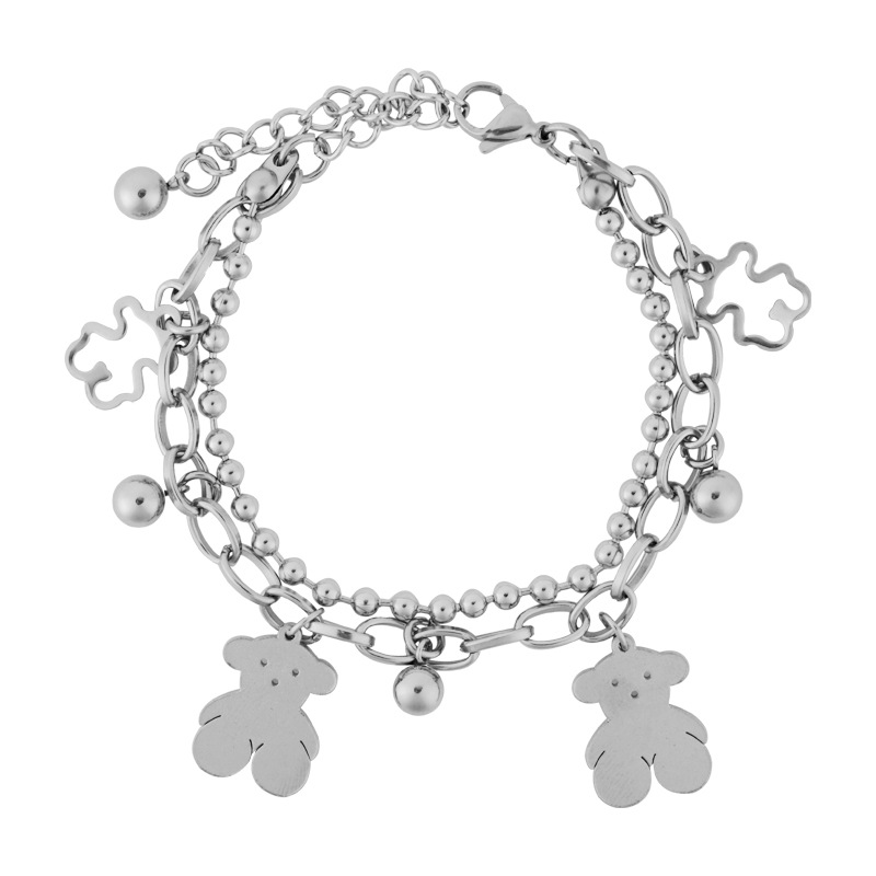 bead bracelet Aksesoris Fashion Wanita Korea Simple Small Round Bead Personalized Multilayer Chain Bearm Steel Bracelet