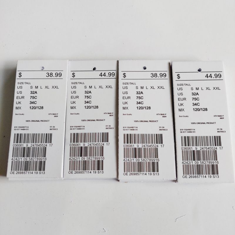 

hangtag label baju 4x9 3 barcode hang tag handtag handstag hentek price tag lebel merek baju label baju ready stok