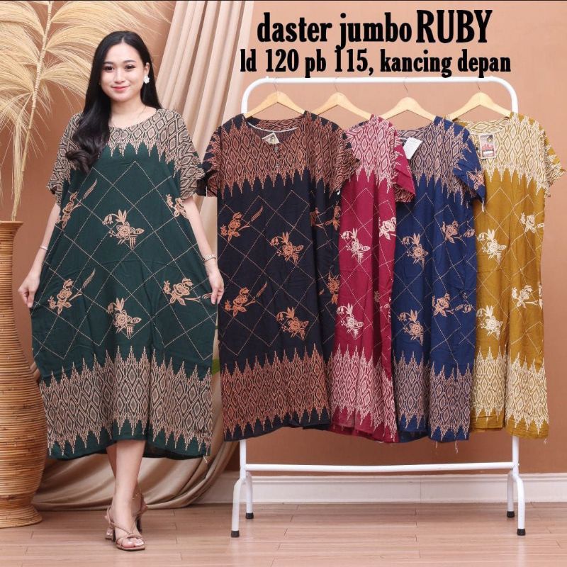 Daster jumbo rayon cabut Ruby Kamila murah busui dada kancing depan