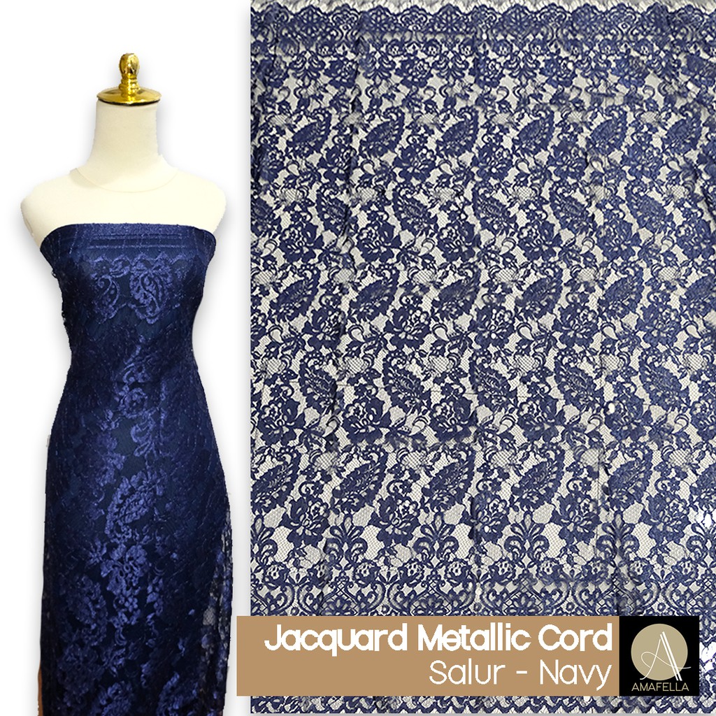 Kain Brokat Brukat Tile Semi Prancis Bahan Kebaya Jacquard Metallic (250x130cm)