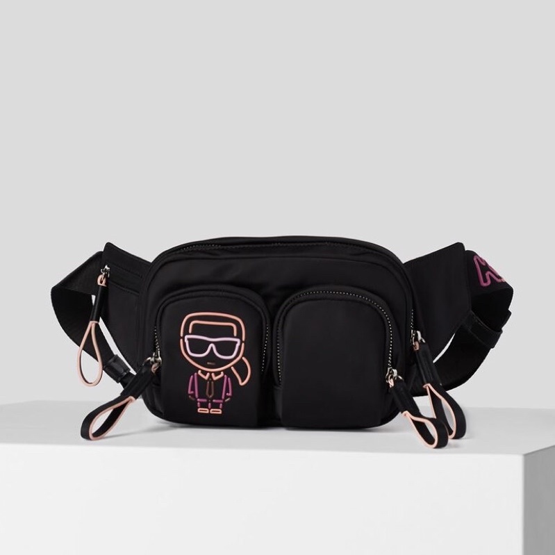 KARL LAGERFELD Ikonik Biarritz Nylon Bumbag / Belt Bag / Fanny Waist Pack