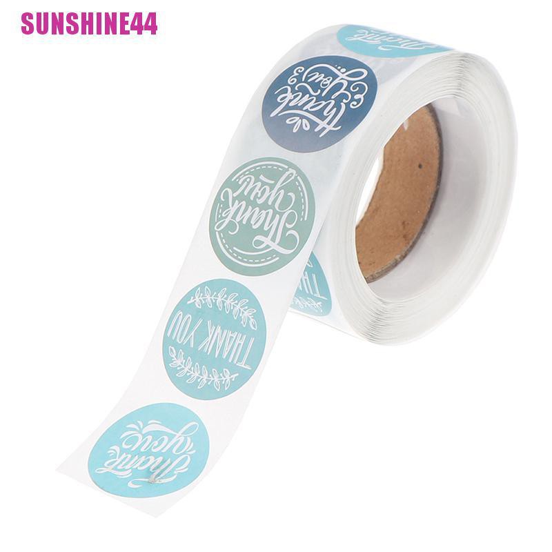 (Sunshine44) 500pcs Stiker Label Bulat Tulisan Thank You Bahan Kertas Kraft Untuk Scrapbook