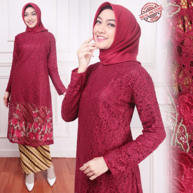 SETELAN KEBAYA BRUKAT MODERN/ SET KEBAYA MODERN BRUKAT MUSLIM STELAN KEBAYA BROKAT MEWAH KONDANGAN N