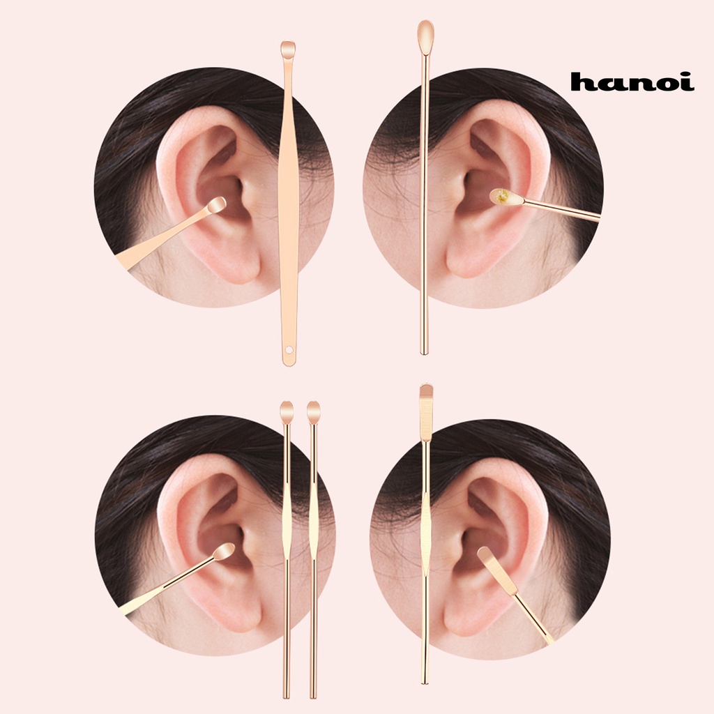 HQTM_1 Set Ear Cleaning Set Portable Excellent Workmanship Stainless Steel Home Ear Wax Remover for Daily Life