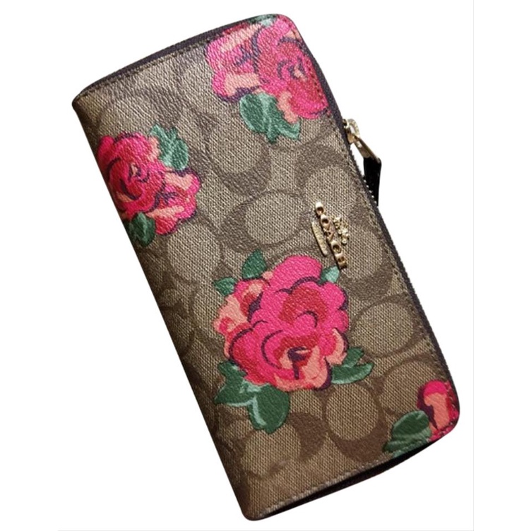 Coach Accordion Zip Wallet Signature Floral